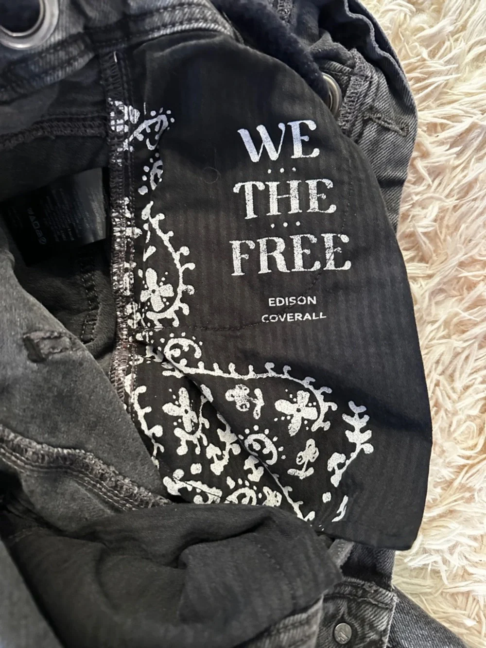 NWT Free People We The Free Edison Wide-Leg Black Denim Coverall Size XS - Picture 12 of 13